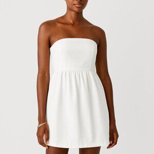 French Connection Whisper  Whisper Strapless Peplum Dress– Summer White, Size 8